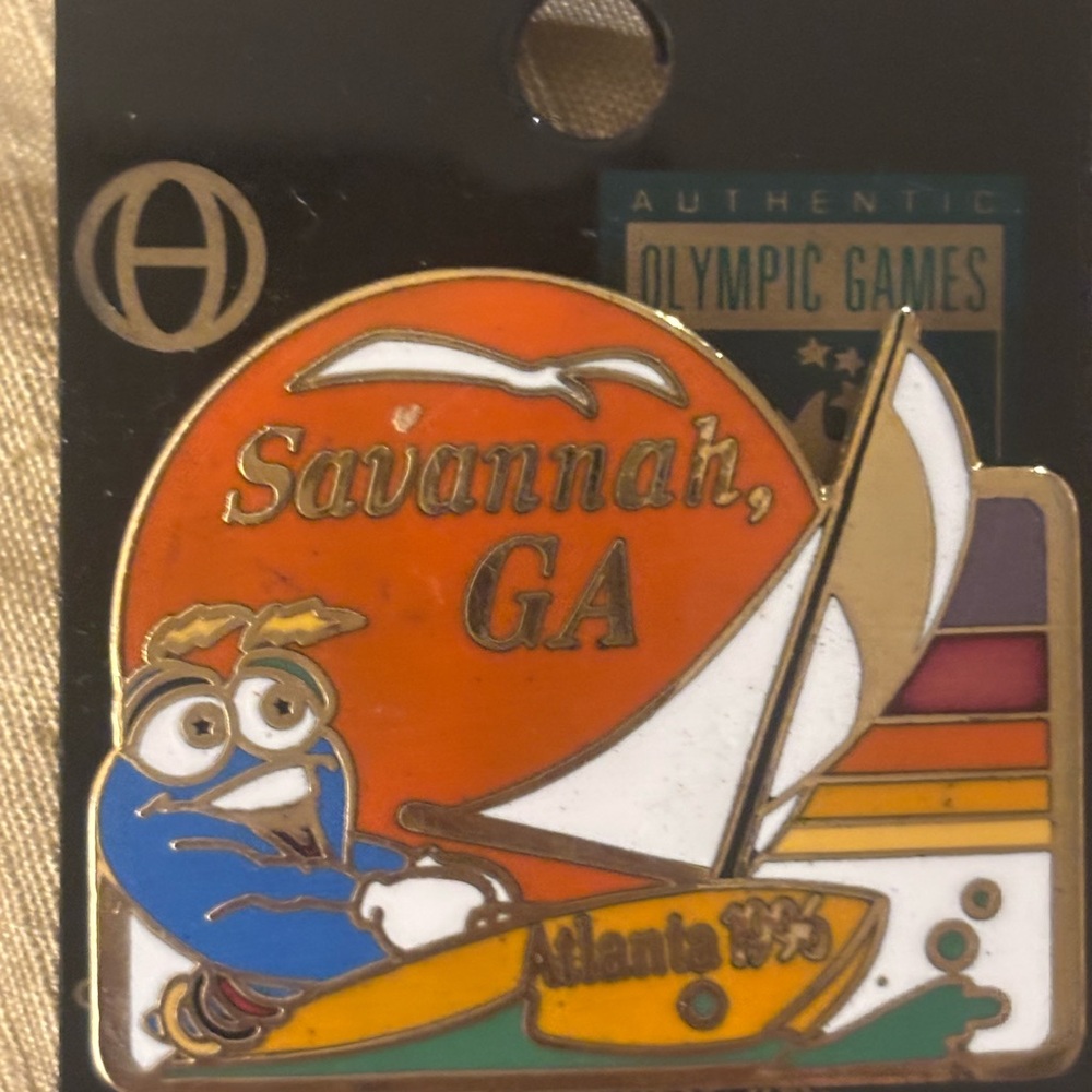 Savannah GA Orange & White Sailboat Souvenir Pin